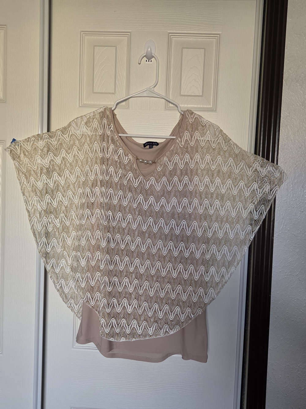 Light Pink Lace Overlay Women's Sweater Top